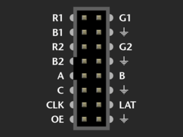 The pins on the input connector of the LED screen